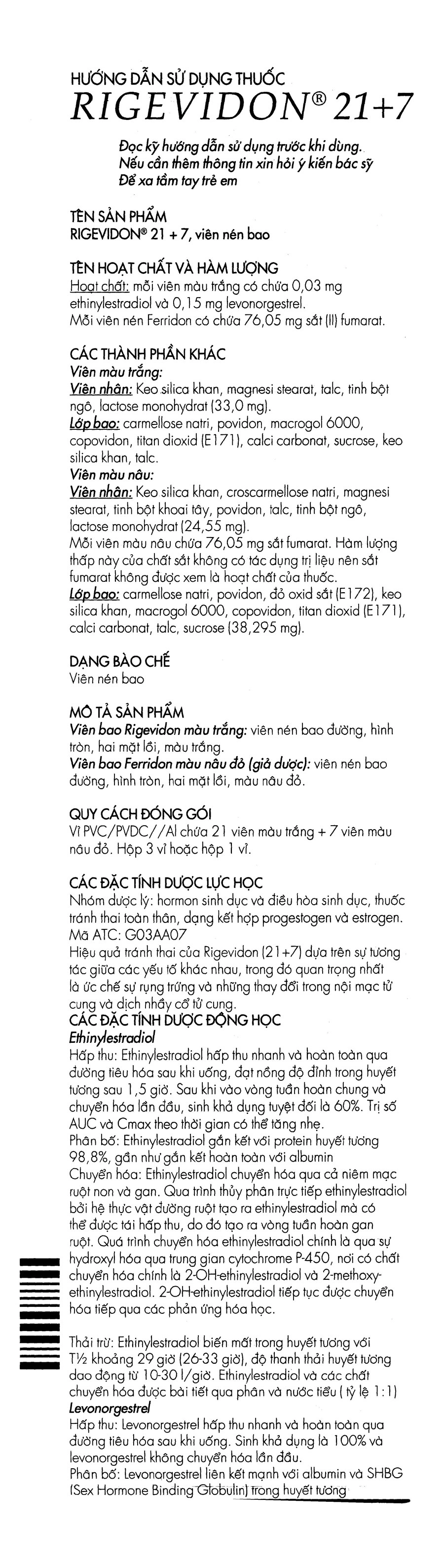 Rigevidon 21+7 thuốc tránh thai hằng ngày (3 vỉ x 28 viên) - 5